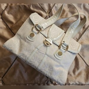 SIMPLY VERA WANG Ivory Tan Nylon Signature Satchel HandBag Purse